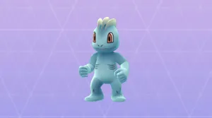 Cute 3d Machop With Purple Background Wallpaper