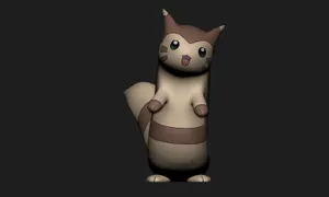 Cute 3d Model Of Furret Wallpaper