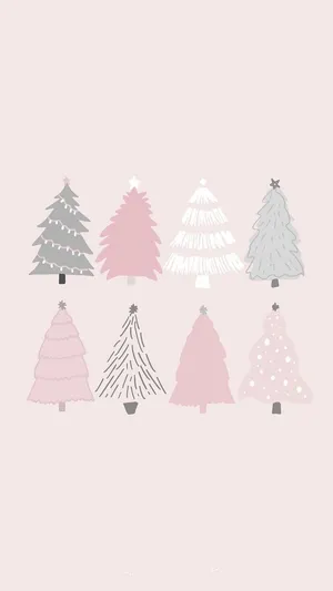 Cute Aesthetic Christmas Trees Wallpaper