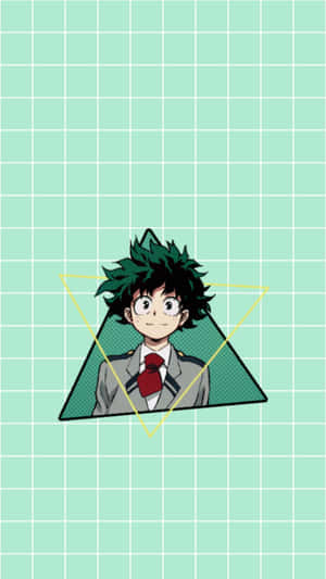 Cute Aesthetic Deku Pastel Green Grid Wallpaper