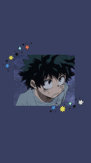 Cute Aesthetic Deku Plain Blue Flowers Wallpaper