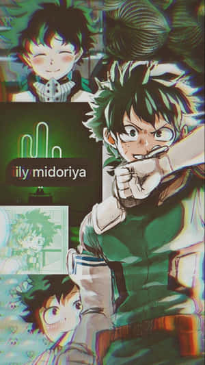 Cute Aesthetic Deku Retro Collage Wallpaper