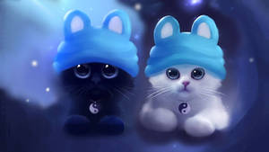 Cute Aesthetic Pc Yin Yang Kittens Wallpaper