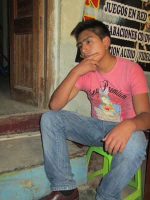 Cute Aesthetic Teenage Sitting Alone Wallpaper