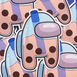 Cute Among Us Bubble Tea Wallpaper