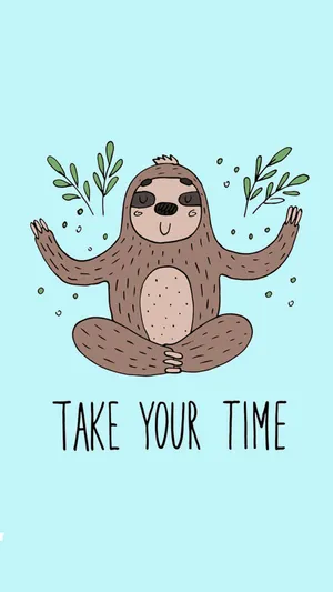 Cute And Adorable Kawaii Sloth Hanging Out Wallpaper