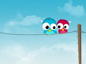 Cute And Colorful Kawaii Bird Illustration Wallpaper