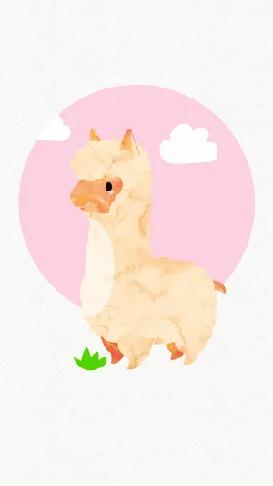 Cute And Colorful Kawaii Llama Wallpaper Wallpaper