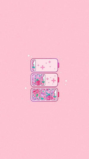 Cute And Pink Battery Bar Background Wallpaper