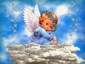 Cute Angel Baby With Small Wings Wallpaper