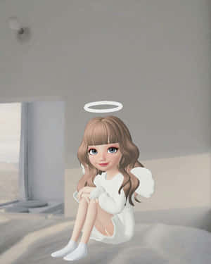 Cute Angel In A Cartoon Style Wallpaper
