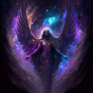 Cute Angel In Colorful Space Wallpaper