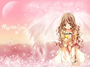 Cute Angel With A Small Star Wallpaper