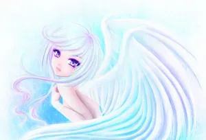 Cute Angel With Lovely Wings Wallpaper