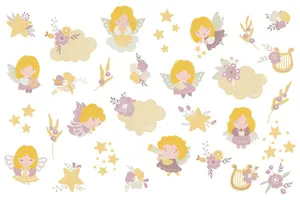 Cute Angels In Cartoon-style Drawing Wallpaper