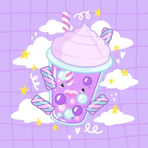 Cute Anime Boba Tea Illustration Wallpaper