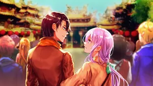 Cute Anime Couple Moments Wallpaper