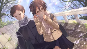 Cute Anime Couple Moments Wallpaper