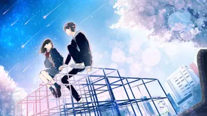 Cute Anime Couple Moments Wallpaper