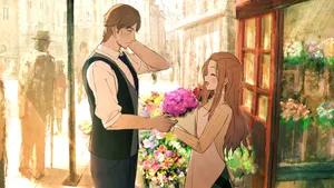 Cute Anime Couple Romance Wallpaper