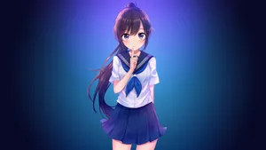 Cute Anime Girl Thinking Pose Wallpaper