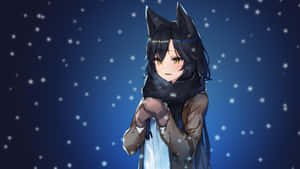 Cute Anime Wolf Girl In The Snow Wallpaper