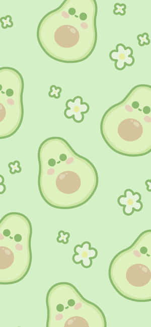 Cute Avocado Pattern Green Background Wallpaper