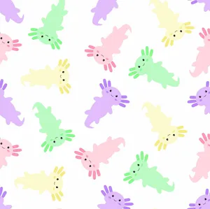 Cute Axolotl Animals In Different Colors Minimalist Art Wallpaper