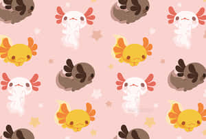 Cute Axolotl Designs Doodle Art Wallpaper