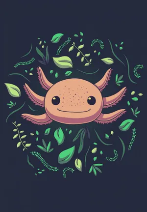 Cute Axolotl Head Digital Art Wallpaper