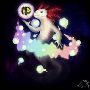 Cute Axolotl In Digital Art Wallpaper