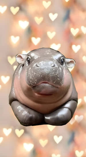 Cute Baby Hippo Moo Deng Wallpaper