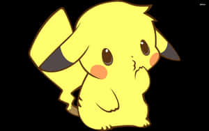 Cute Baby Pikachu Black Wallpaper