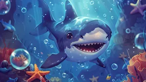 Cute Baby Shark Underwater Wallpaper