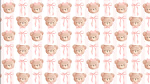 Cute Bear And Bow Pattern Wallpaper