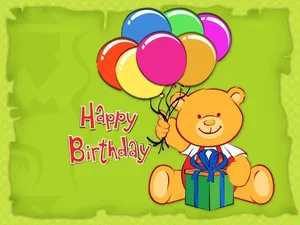 Cute Bear Gift Birthday Background Wallpaper