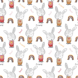 Cute Best Friend Bunny Rainbow Wallpaper