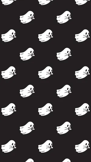 Cute Black And White Aesthetic Halloween Ghost Collage Wallpaper
