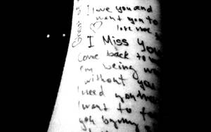 Cute Black And White Aesthetic Scribbles On Arm Wallpaper