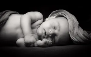 Cute Black And White Aesthetic Sleeping Baby Wallpaper