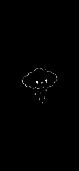 Cute Black And White Aesthetic Smiling Raincloud Wallpaper