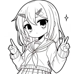 Cute Black And White Anime Girl Wallpaper