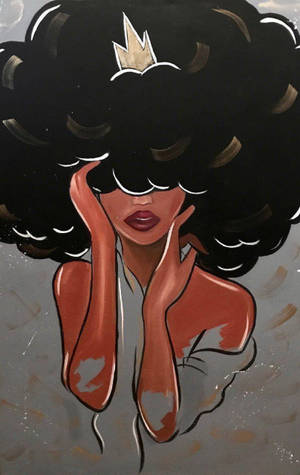 Cute Black Girl Afro Queen Art Wallpaper