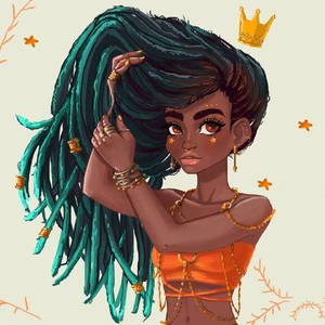 Cute Black Girl Cartoon Art Wallpaper