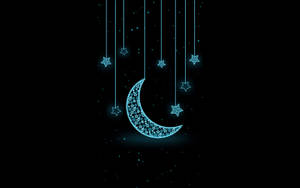 Cute Black Stars And Moon Wallpaper