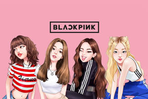 Cute Blackpink Cartoon Art Wallpaper