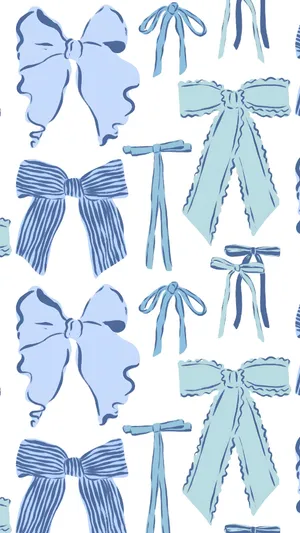 Cute Blue Bow Designs Wallpaper