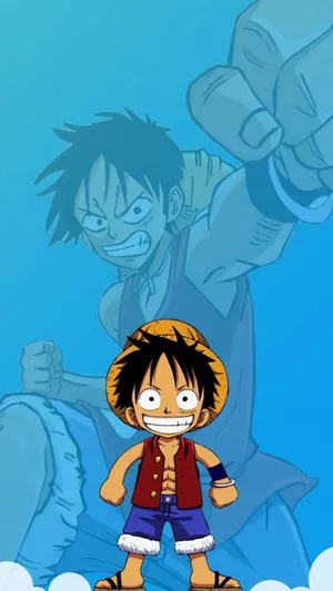 Cute Blue Luffy Aesthetic Wallpaper