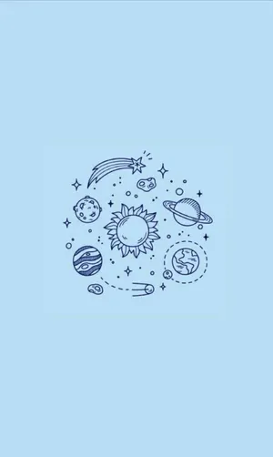 Cute Blue Phone Galaxy Wallpaper