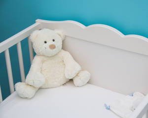 Cute Blue Room White Teddy Wallpaper